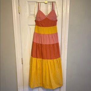 L.I.F.E. Vibrant Tiered 100% Cotton Maxi Dress